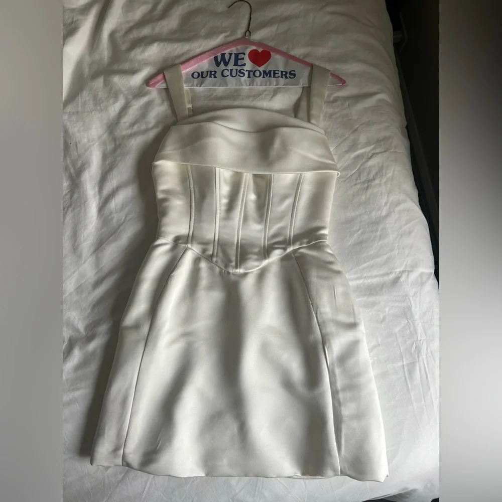 Meshki White Satin Corset Mini Dress - Picture 2 of 8